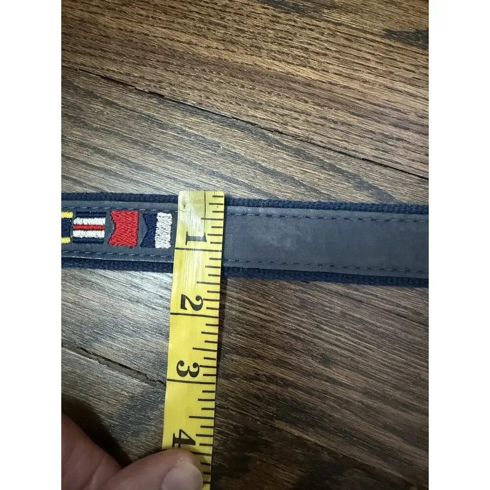 Zeppelin Navy Blue Nautical Flags Embroidered Belt Sz 38